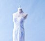 305W010 AL Trumpet Halter Lace Oriental collar Top Malaysia Wedding Dress Designer Rental