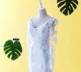 75LLW01 LL FM Long Sleeves V neck Alencon Lace Duchesse Satin Trumpet Malaysia Baju Pengantin Baju Nikah Kahwin
