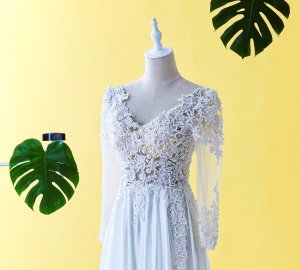 608LL05 LL Lilian Long Sleeves Berta Bride Silk Chiffon Malaysia Baju Pengantin Baju Nikah Kahwin