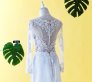 610CCW01 Long Sleeves Illusion Satin button back back Malaysia Baju Pengantin Baju Nikah Kahwin