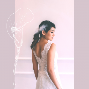 77LLW05 LL LTinn Strap A line French corded lace Slit 1 ROM wedding dress rental Malaysia, Simple wedding dress malaysia, ROM wedding gown Kuala Lumpur, Garden wedding reception Malaysia, 